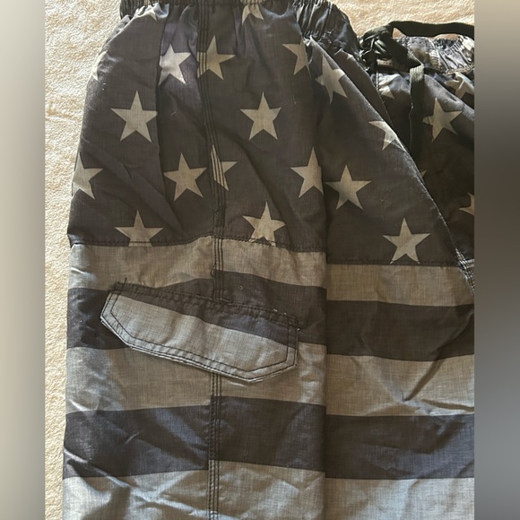 Kanu Surf Swim Shorts Black American Flag Design Lightweight Quick Dry 5X New - Picture 7 of 10